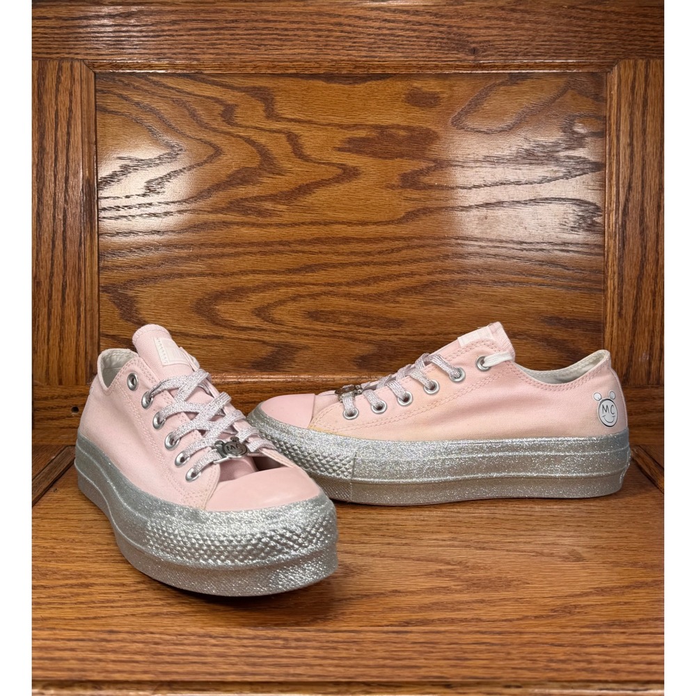 Converse Chuck Taylor All Star Lift Ox Miley Cyrus Pink Silver Glitter Women 8